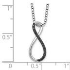 Sterling Silver Infinity Necklace with Black Diamonds & Rhodium Finish