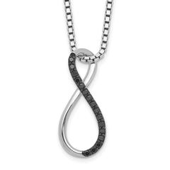 White Night Sterling Silver Rhodium-plated Black Diamond Infinity Symbol 18 Inch Necklace with 2 Inch Extender