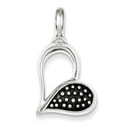 Open Heart Pendant in Sterling Silver, 26mm Antiqued & Polished - Sophia Jewelers