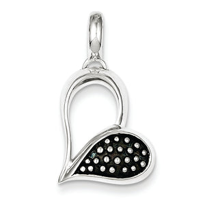Open Heart Pendant in Sterling Silver, 26mm Antiqued & Polished - Sophia Jewelers