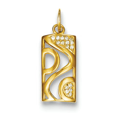 Sterling Silver Gold Plated CZ Rectangle Pendant