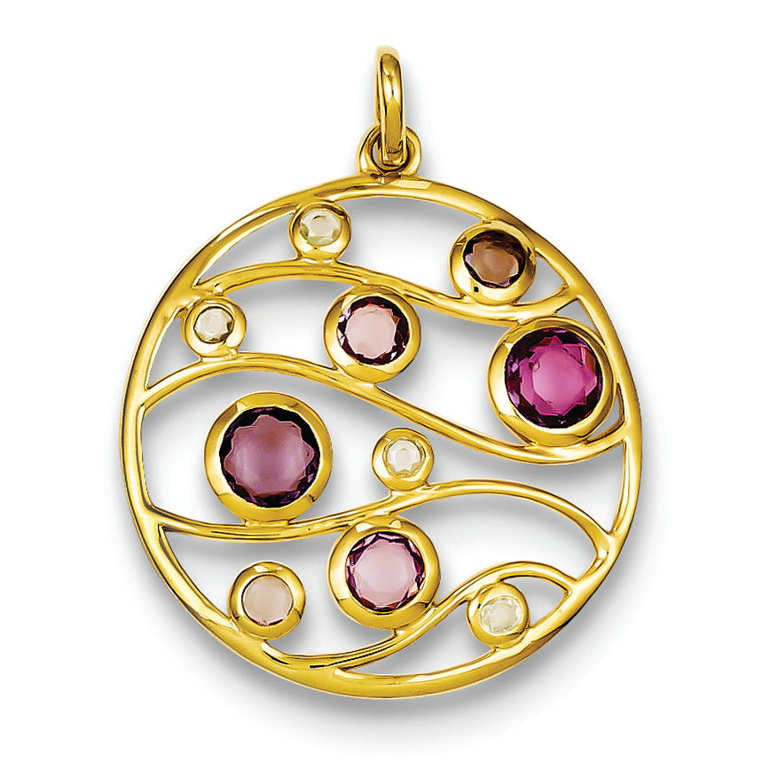 Sterling Silver Gold Plated CZ & Glass Pendant