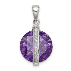 Sterling Silver Amethyst CZ Pendant