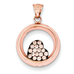 Sterling Silver Pink Ceramic Swarovski Elements Heart Circle Pendant