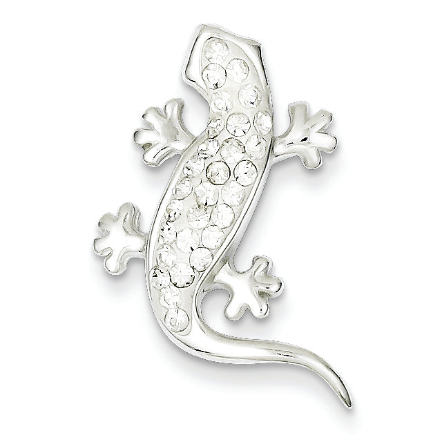 Crystal Lizard Pendant in Sterling Silver, 26mm - Sophia Jewelers