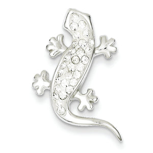 Crystal Lizard Pendant in Sterling Silver, 26mm - Sophia Jewelers