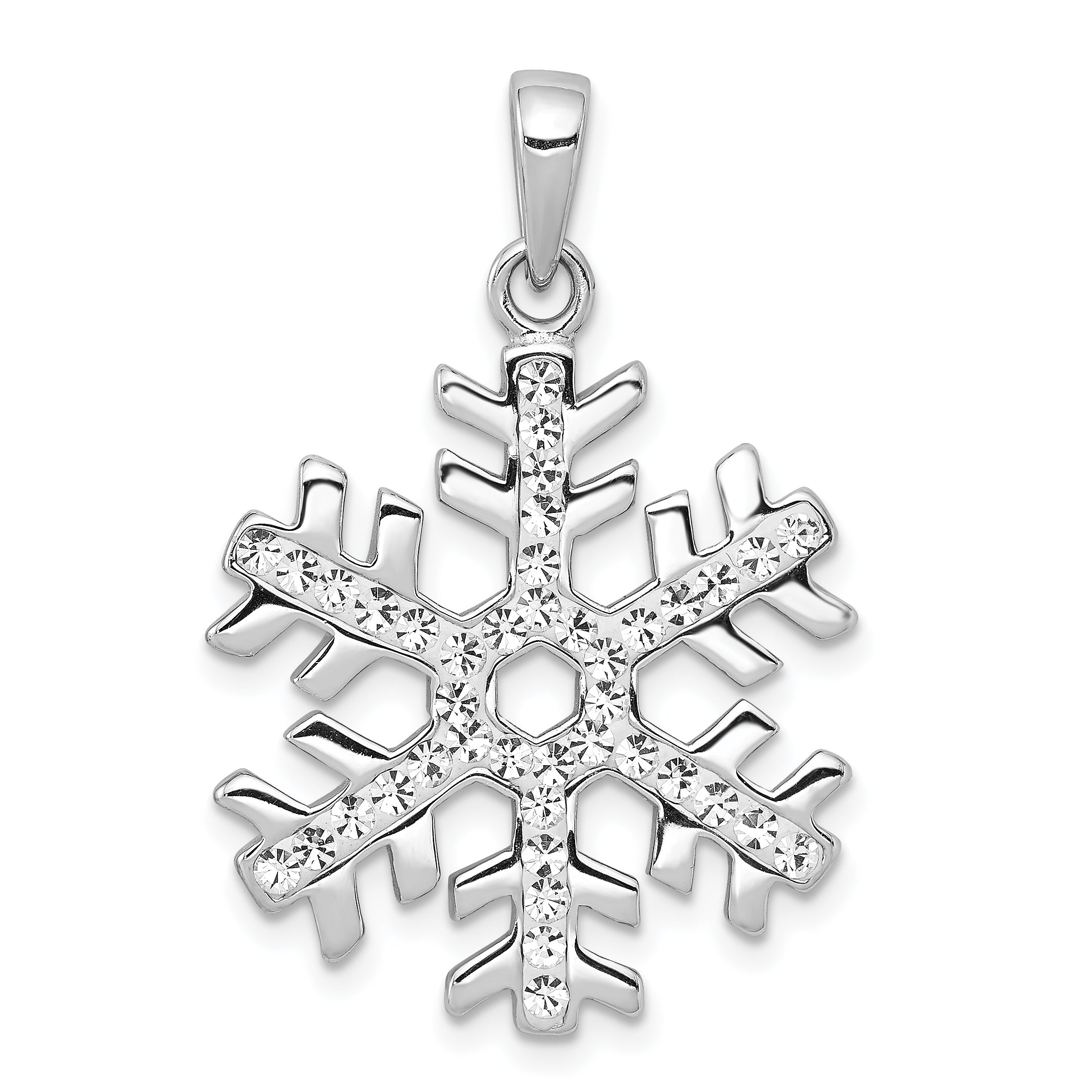 Sterling Silver Rhodium Plated Stellux Crystal  Snowflake Pendant Main image