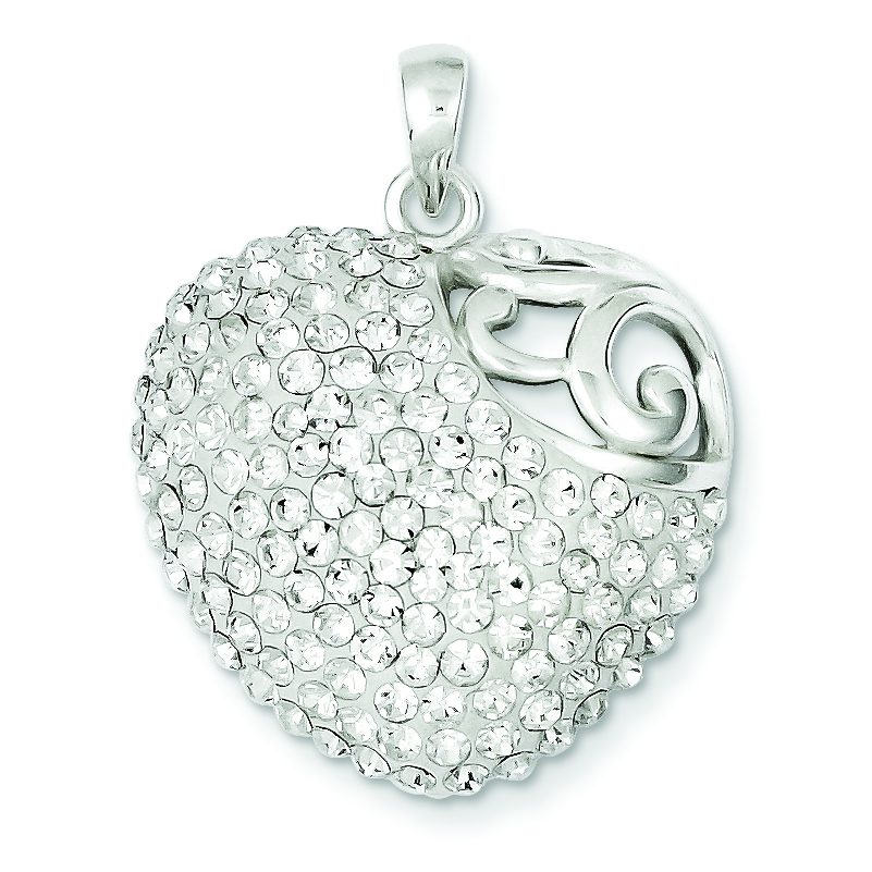 Crystal Heart Pendant in Sterling Silver, 31mm - Sophia Jewelers