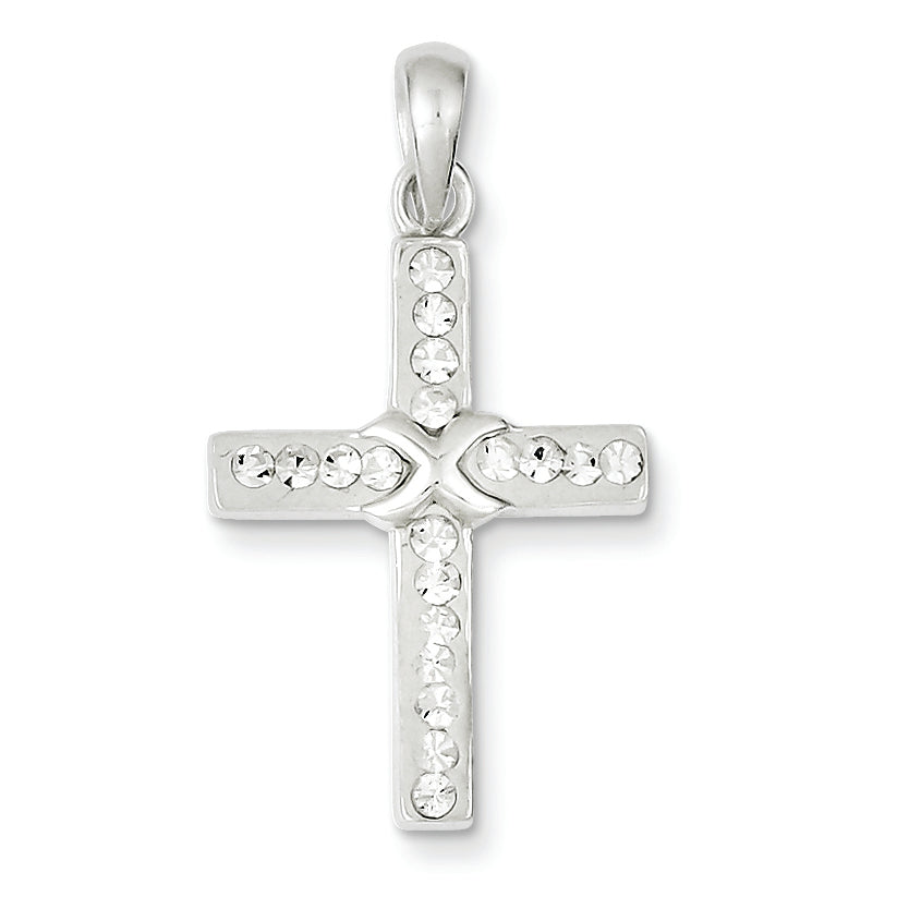 Sterling Silver Stellux Crystal and White Cross Pendant Main image