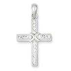 Crystal Cross Pendant in Sterling Silver, 33mm - Sophia Jewelers