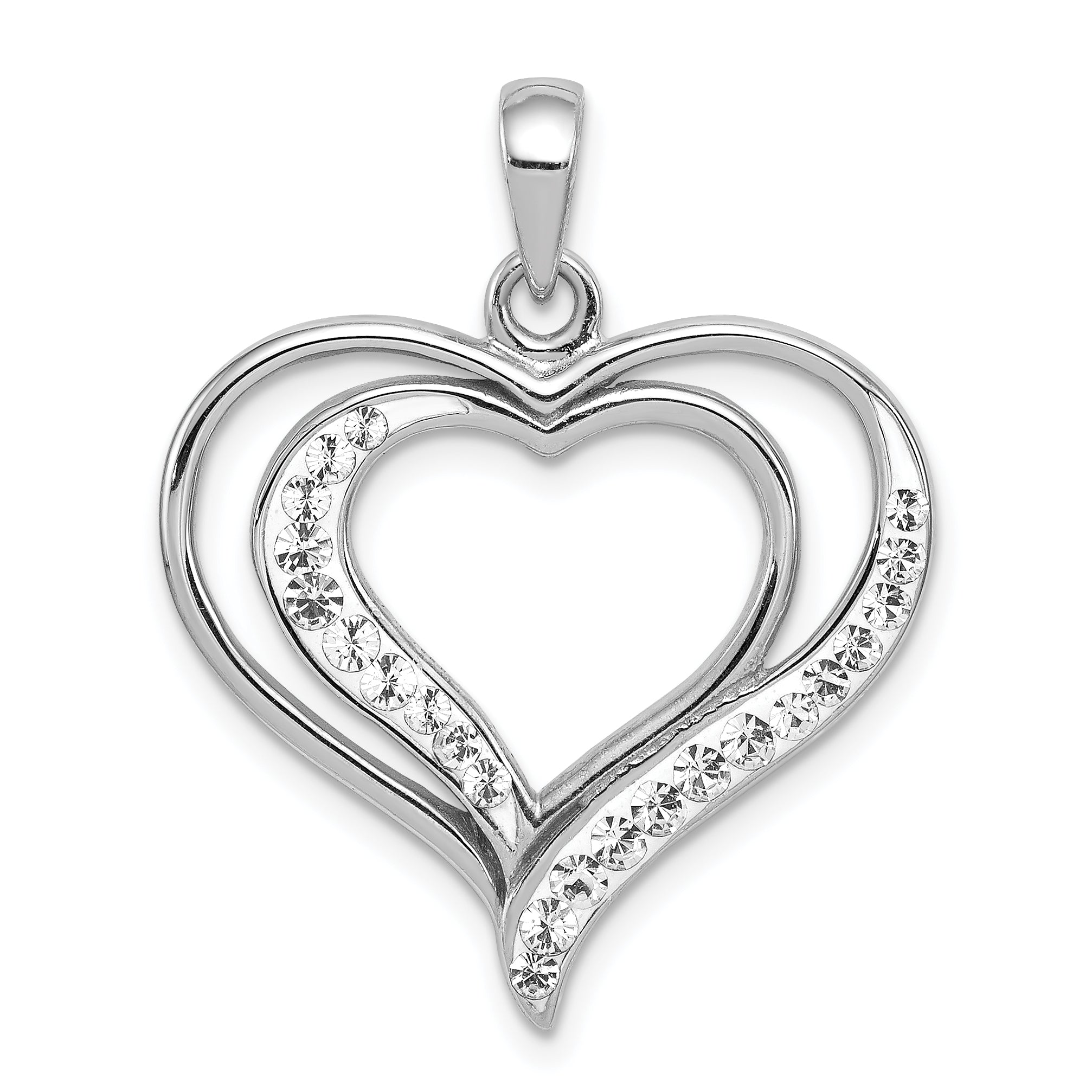 Sterling Silver Rhodium Plated Stellux Crystal Heart Pendant Main image