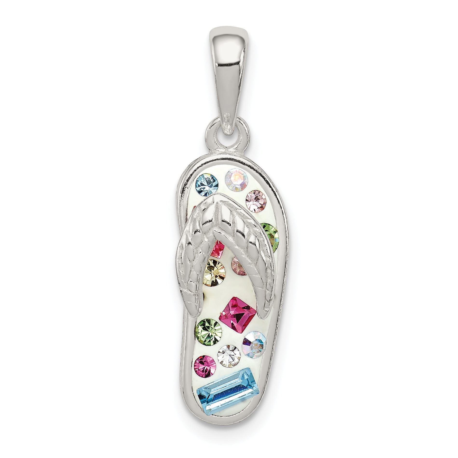 Sterling Silver Multi-Color Stellux Crystal Flip-flop Pendant Main image