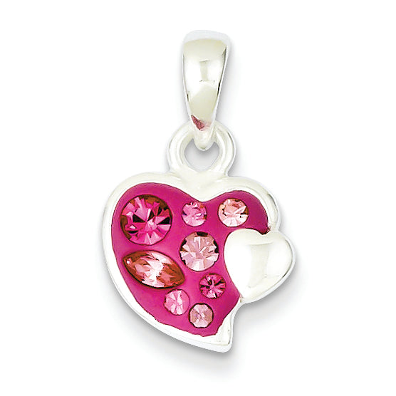 Sterling Silver Pink Stellux Crystal Heart Pendant Main image