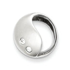 Cubic Zirconia Circle Pendant in Sterling Silver, 14mm Satin - Sophia Jewelers