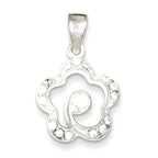 Cubic Zirconia Flower Pendant in Sterling Silver, 24mm - Sophia Jewelers