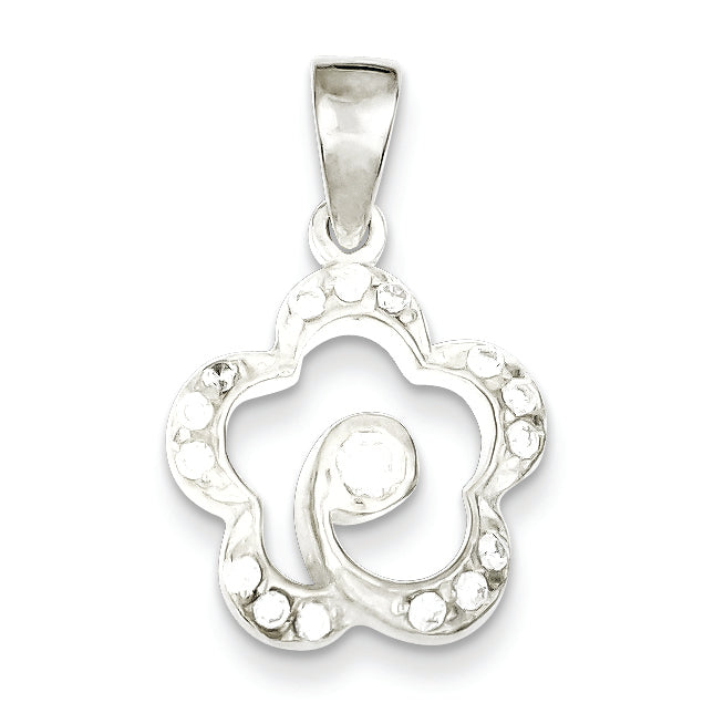 Sterling Silver CZ Flower Pendant