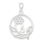 Flower Circle Pendant in Sterling Silver, 32mm - Sophia Jewelers