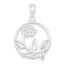 Sterling Silver Polished Flower Circle Pendant