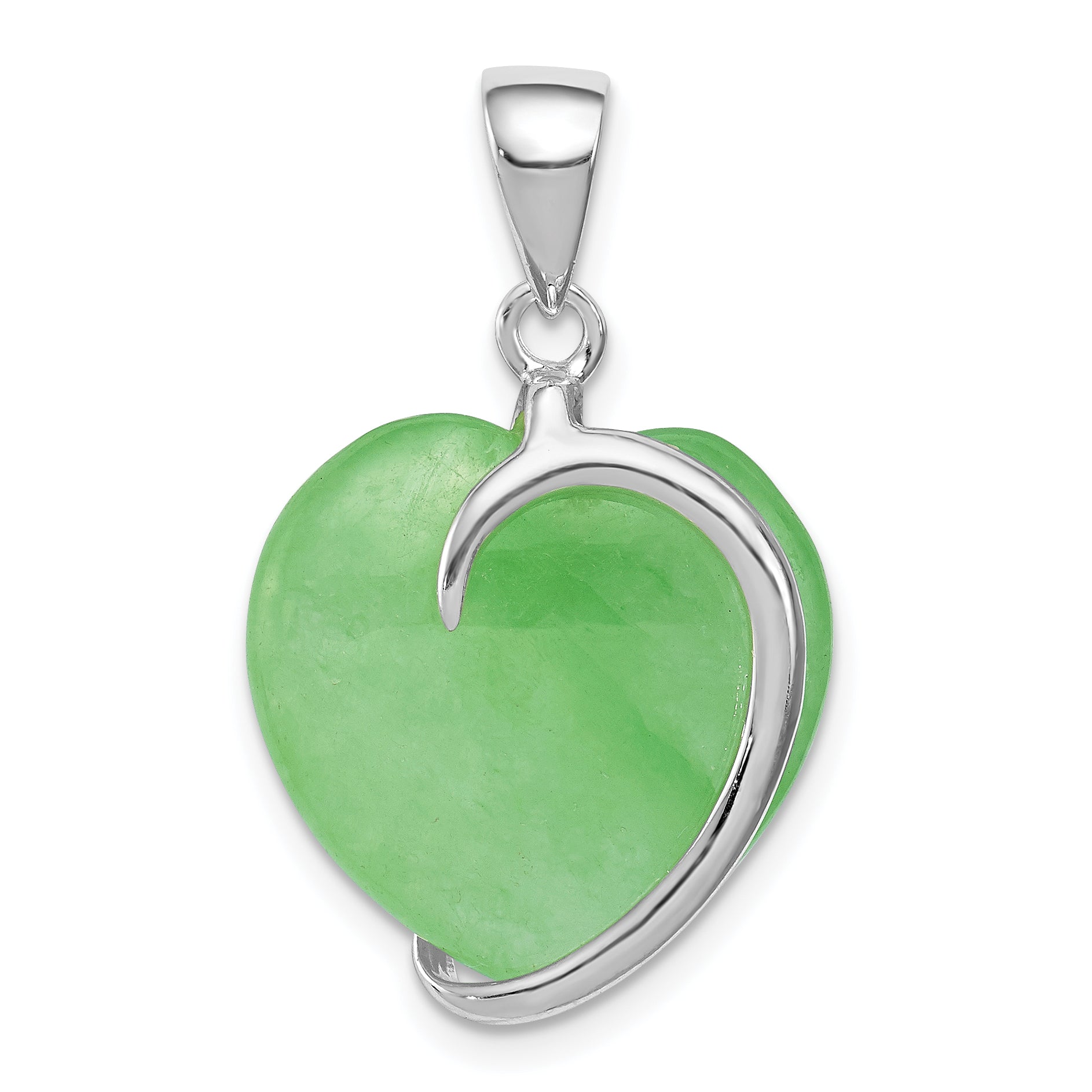 Sterling Silver Green Jade Heart Pendant Main image