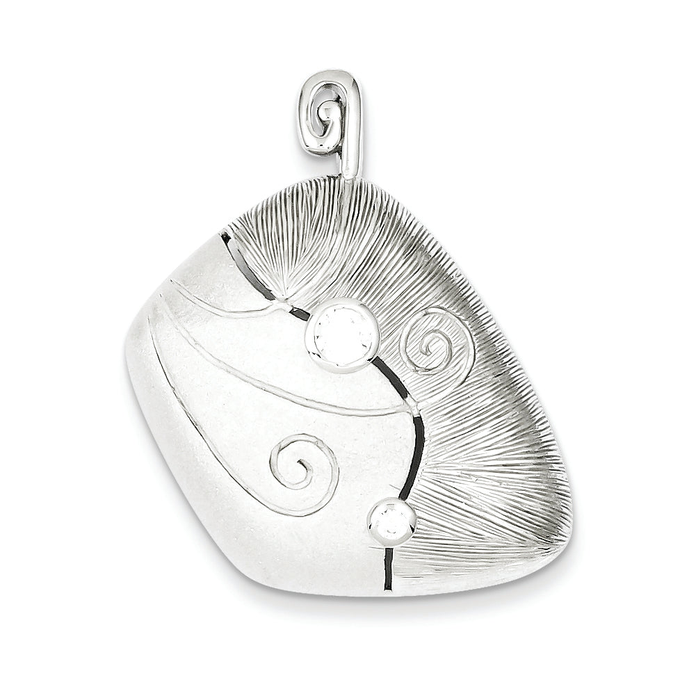 Sterling Silver CZ & Matte Curl Pendant Main image