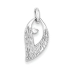 Cubic Zirconia Leaf Pendant in Sterling Silver, 25mm Textured - Sophia Jewelers