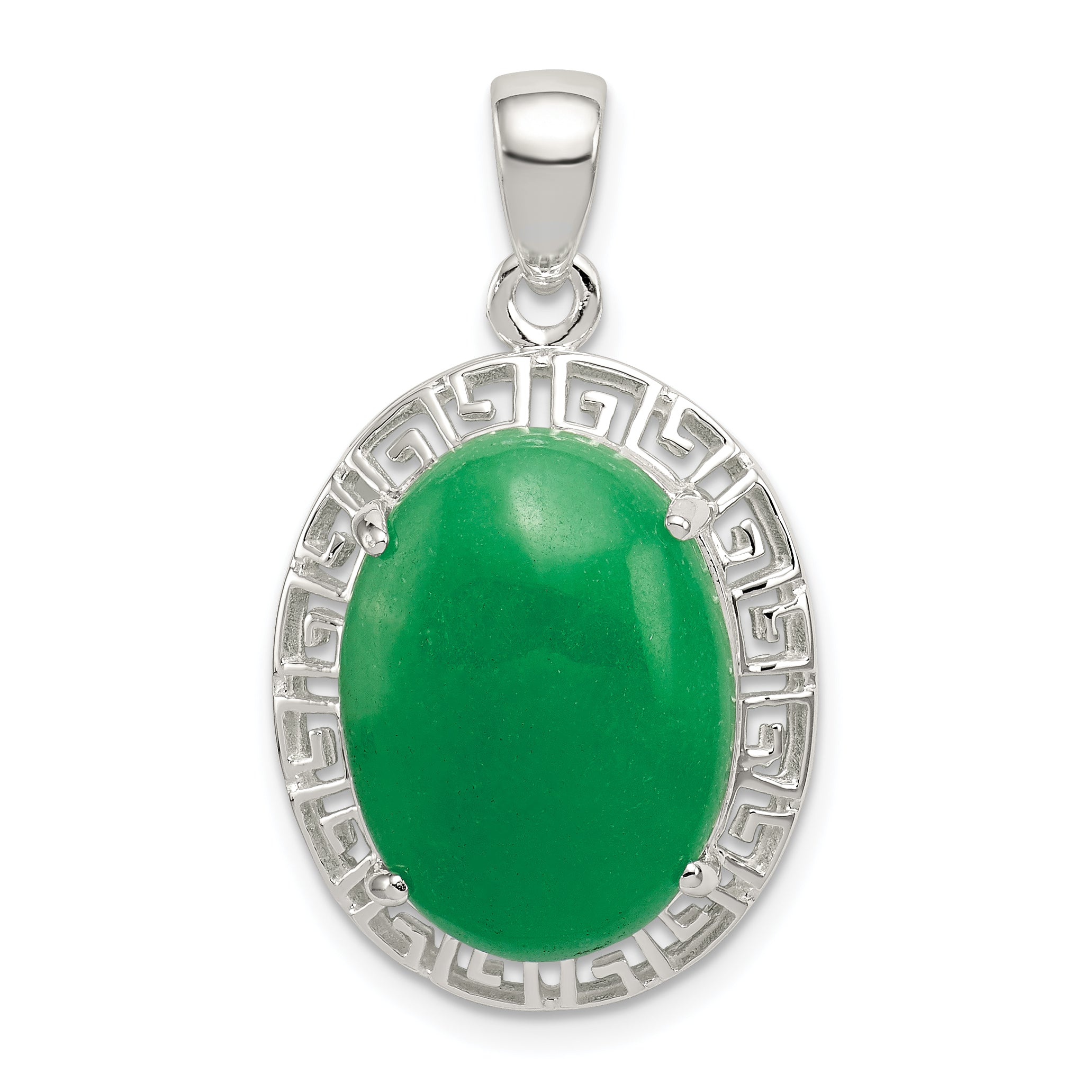 Sterling Silver Jade Greek Key Pendant Main image