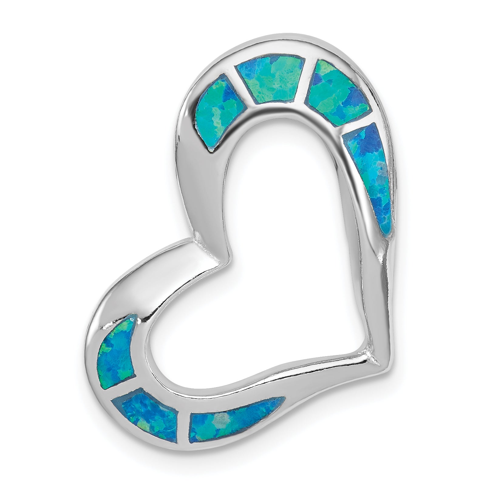Sterling Silver Blue Inlay Created Opal Heart Pendant Main image