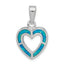 Sterling Silver  Blue Inlay Created Opal Heart Pendant