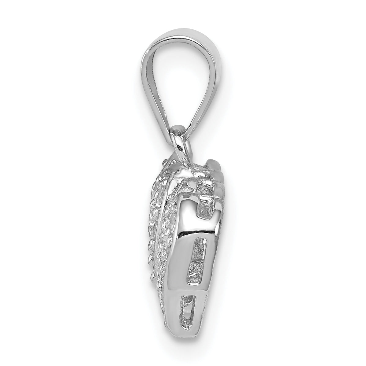 Sterling Silver Rhodium-plated CZ Small Double Hearts Pendant Secondary image