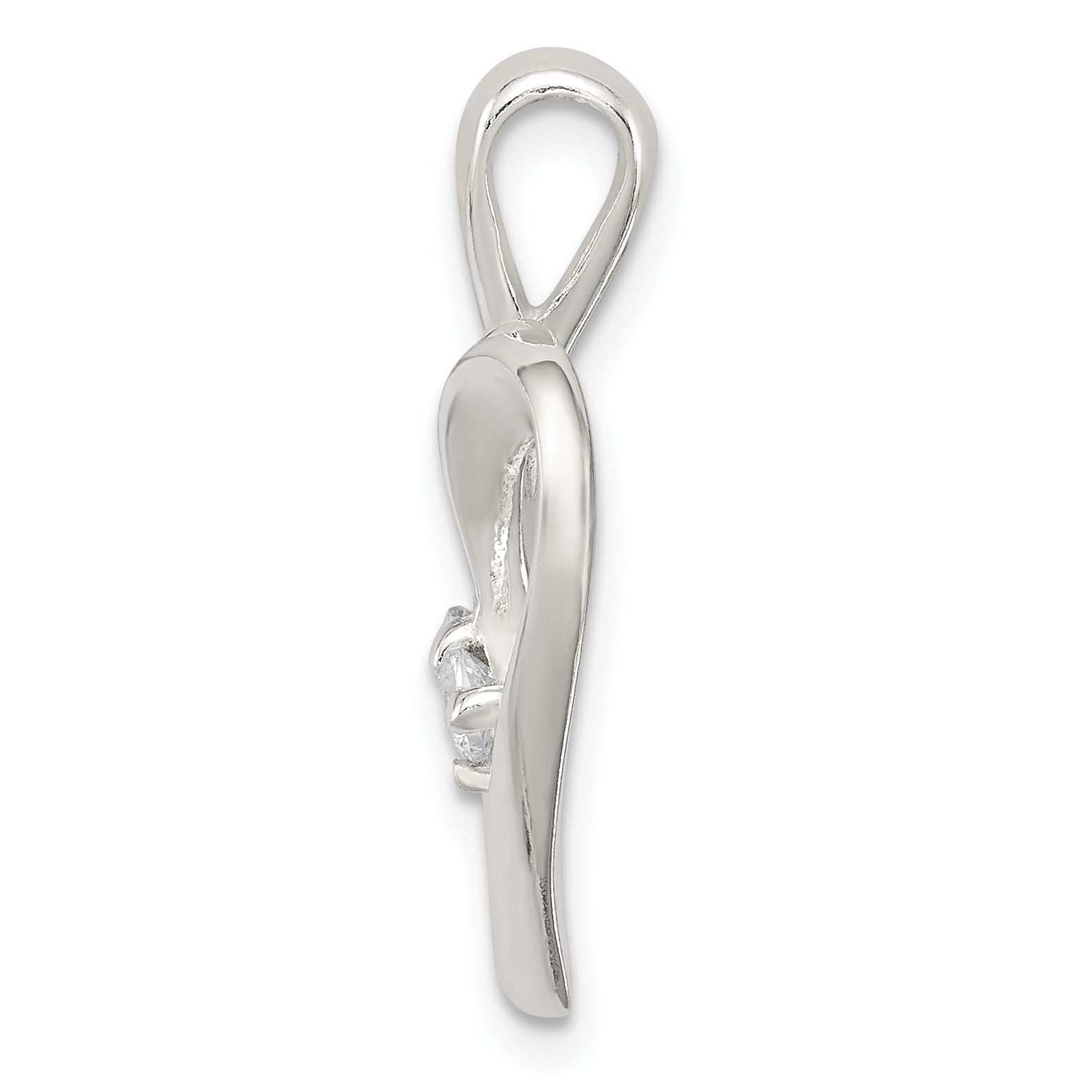 Sterling Silver CZ & Heart Pendant Secondary image