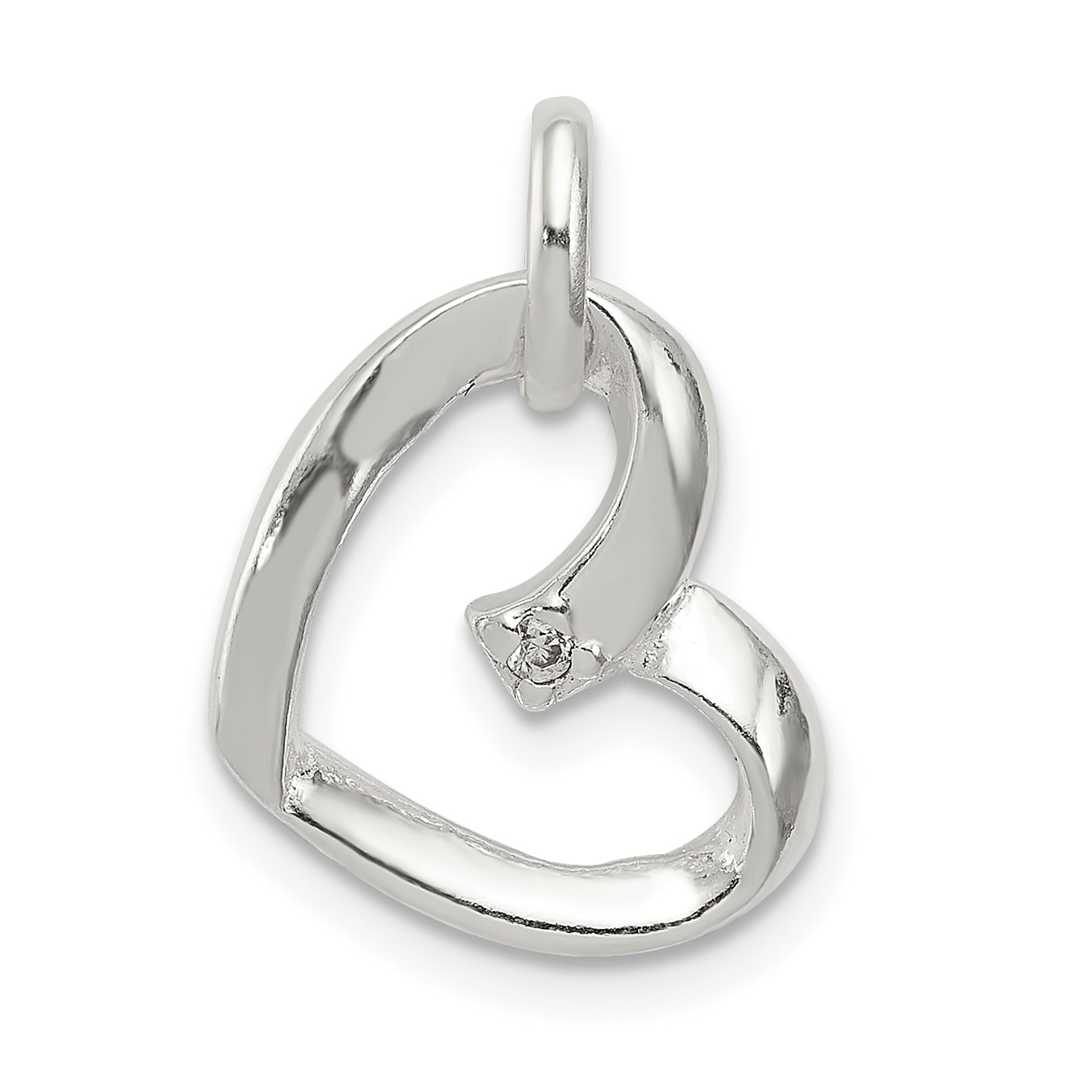 Sterling Silver Heart with CZ Pendant Main image