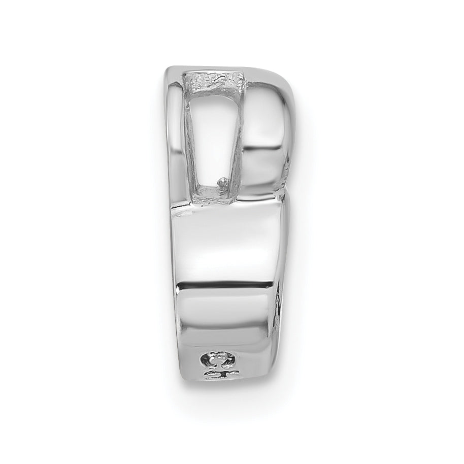 Sterling Silver Rhodium Plated CZ Heart Pendant Slide