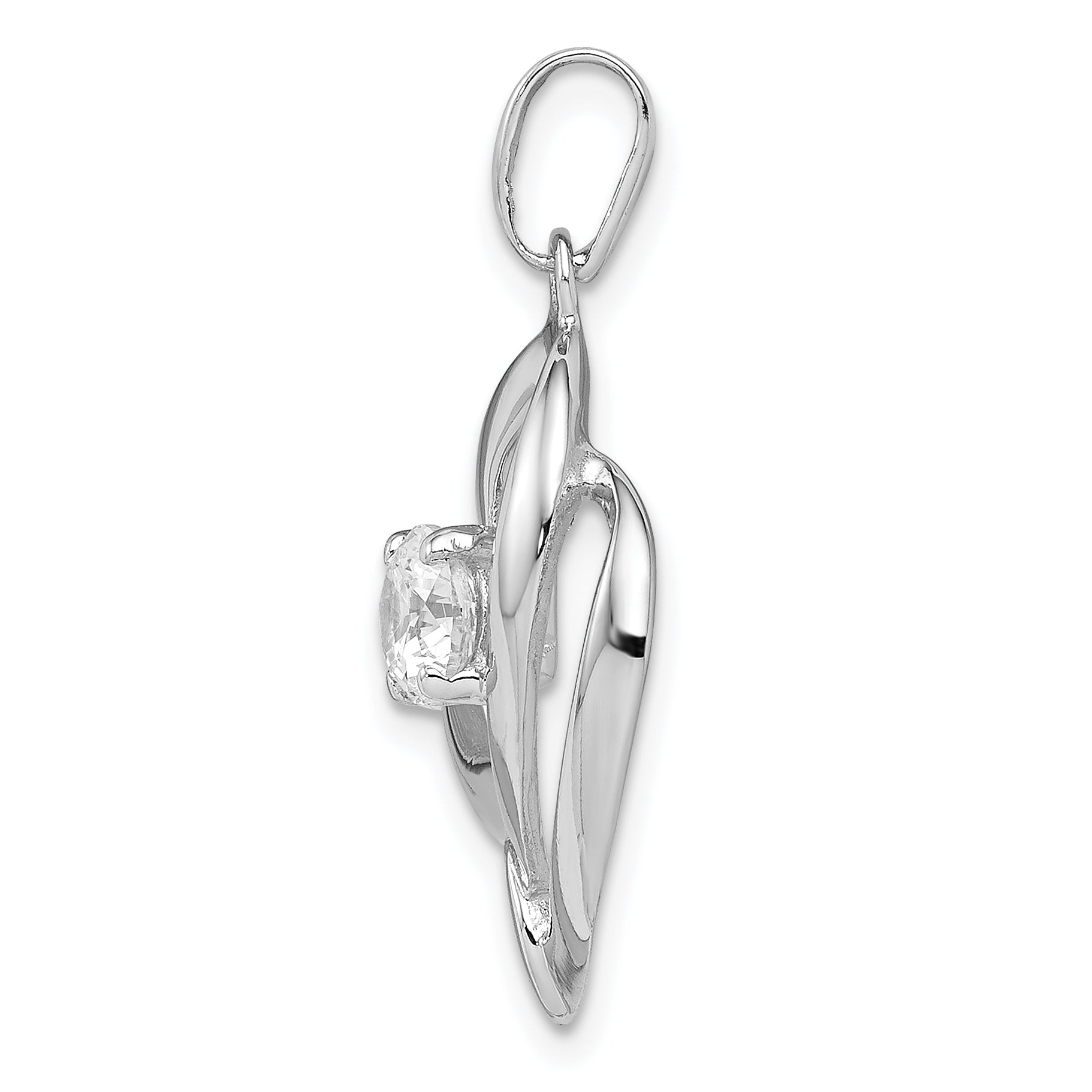 Sterling Silver Rhodium Plated CZ Heart Pendant Secondary image