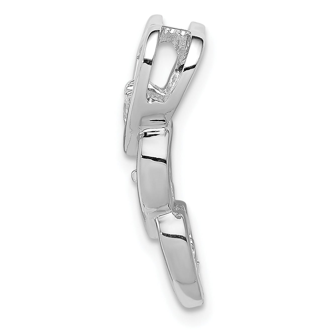 Sterling Silver Rhodium Plated CZ Multi Hearts Chain Slide Secondary image