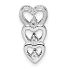 Sterling Silver Rhodium Plated CZ Multi Hearts Chain Slide