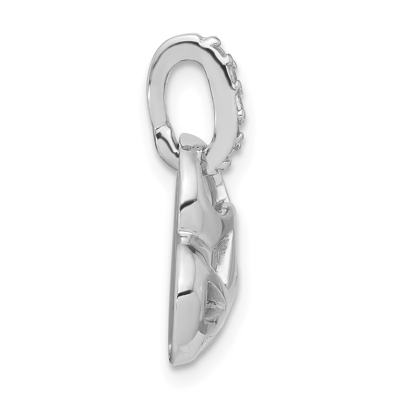 Sterling Silver Rhodium Plated CZ Heart Charm Secondary image