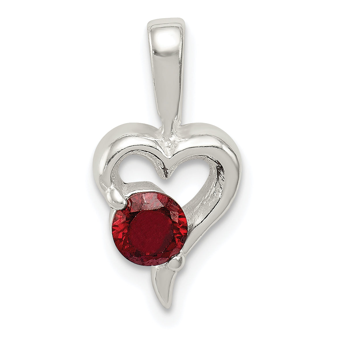 Sterling Silver with Red CZ Heart Pendant Main image