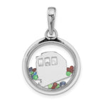 Sterling Silver Rhodium-plated Cable Car & Floating Glass Beads Pendant