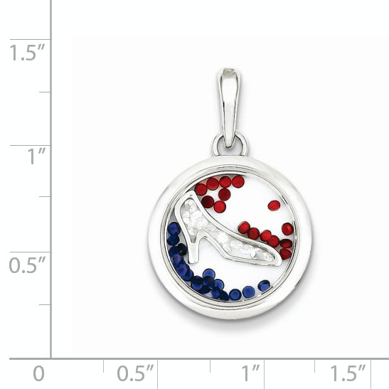 Sterling Silver Rhodium-plated High Heel Shoe & Floating Beads Pendant Secondary image