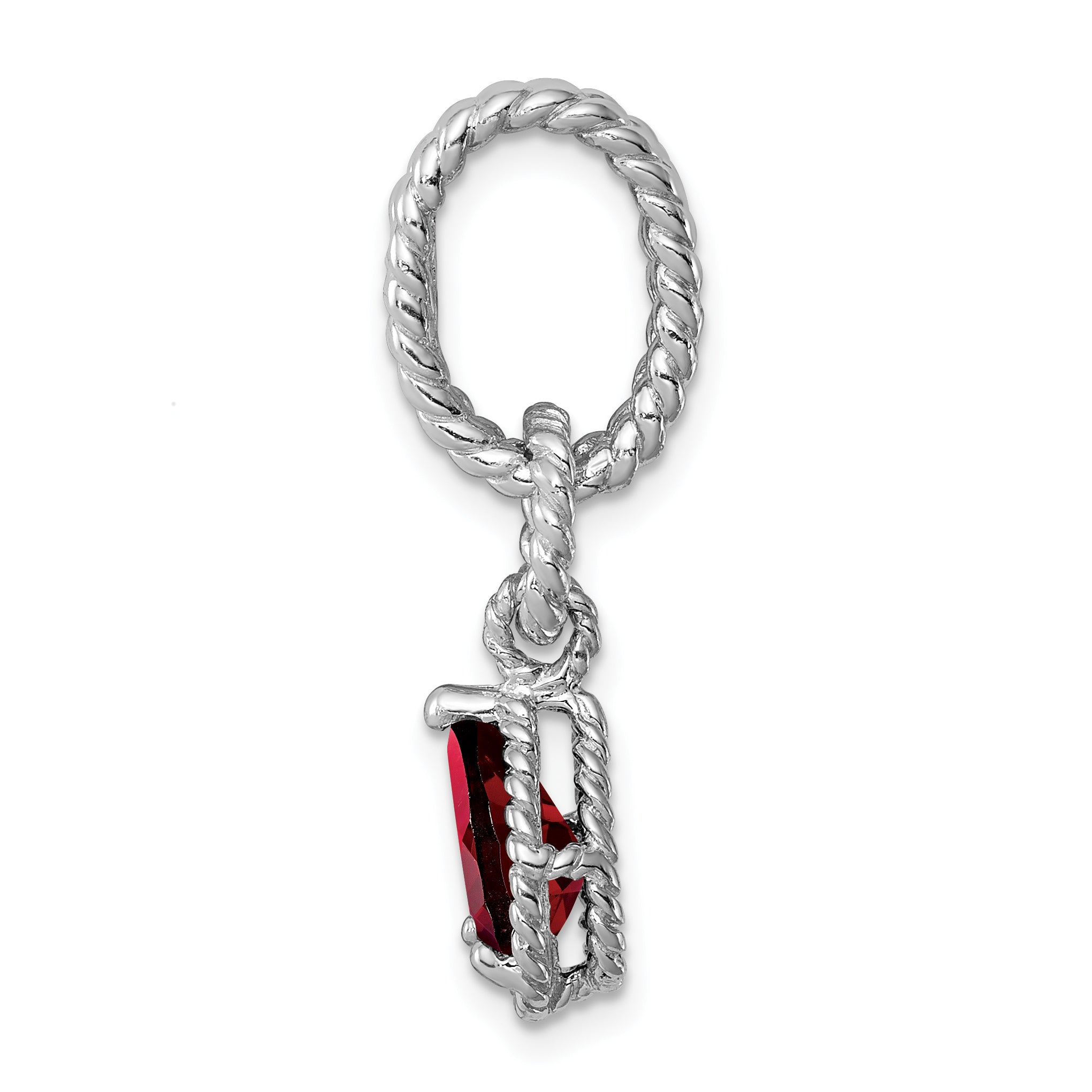 Sterling Garnet Pear Twisted Pendant Secondary image