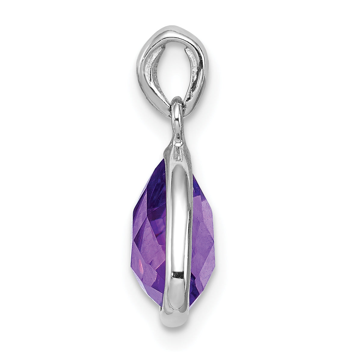 Sterling Silver Rhodium-plated Amethyst Pendant Secondary image