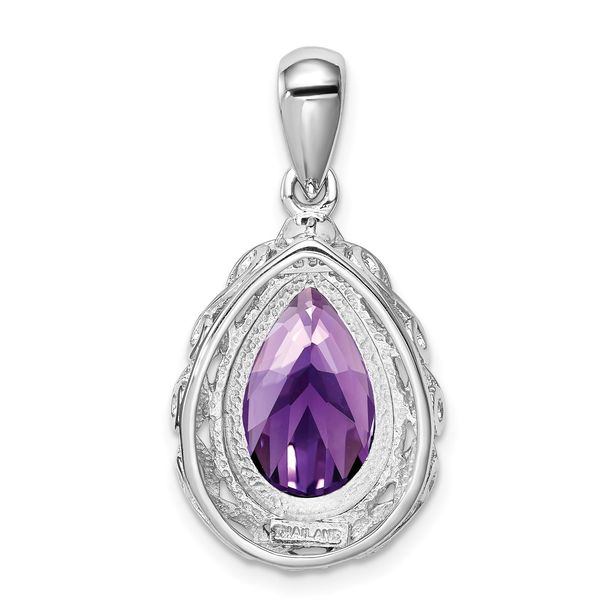 Sterling Silver Rhodium-plated Amethyst Pendant