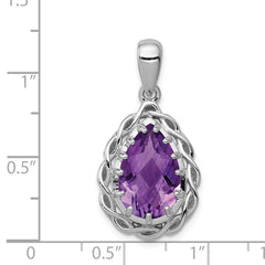 Sterling Silver Rhodium-plated Amethyst Pendant