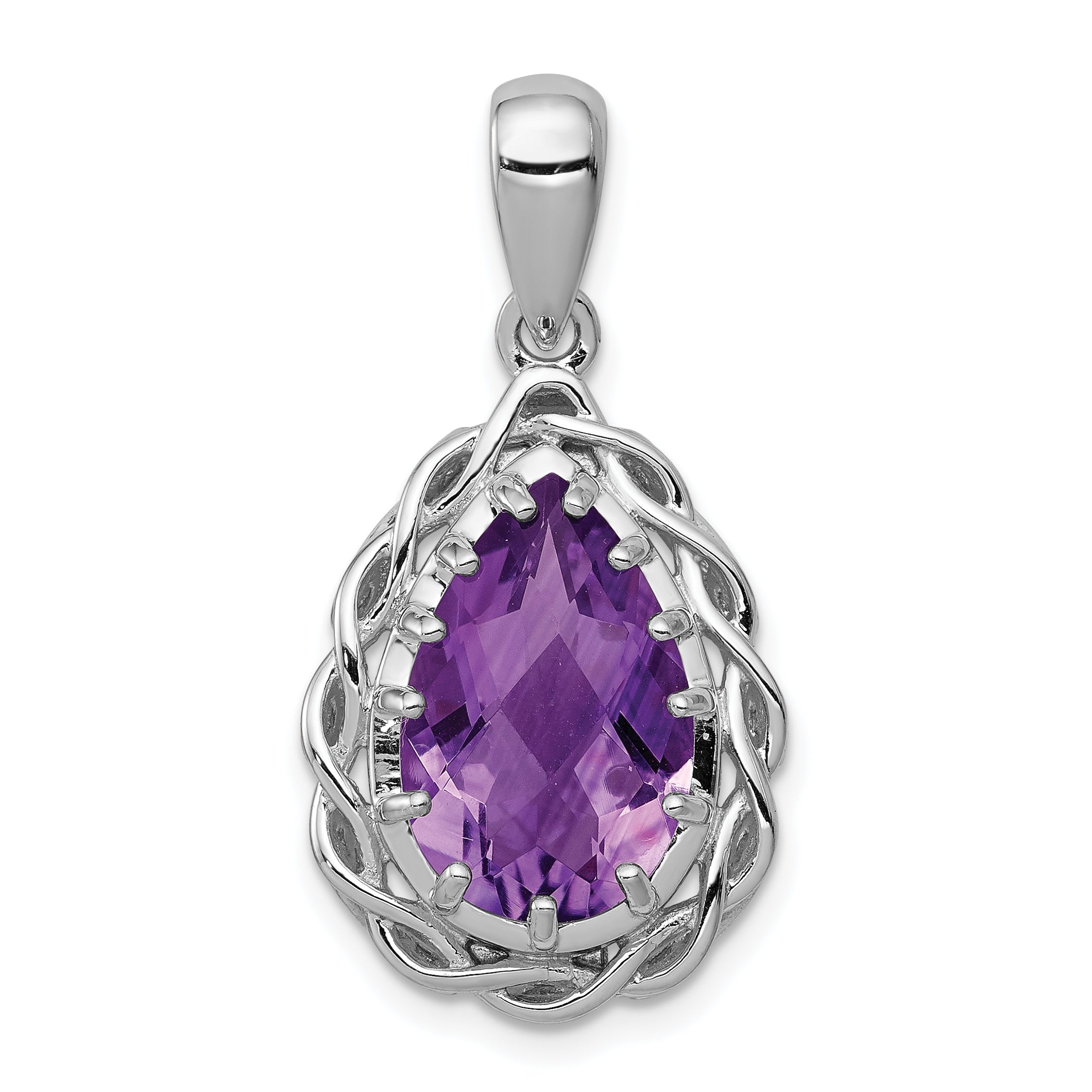 Sterling Silver Rhodium-plated Amethyst Pendant