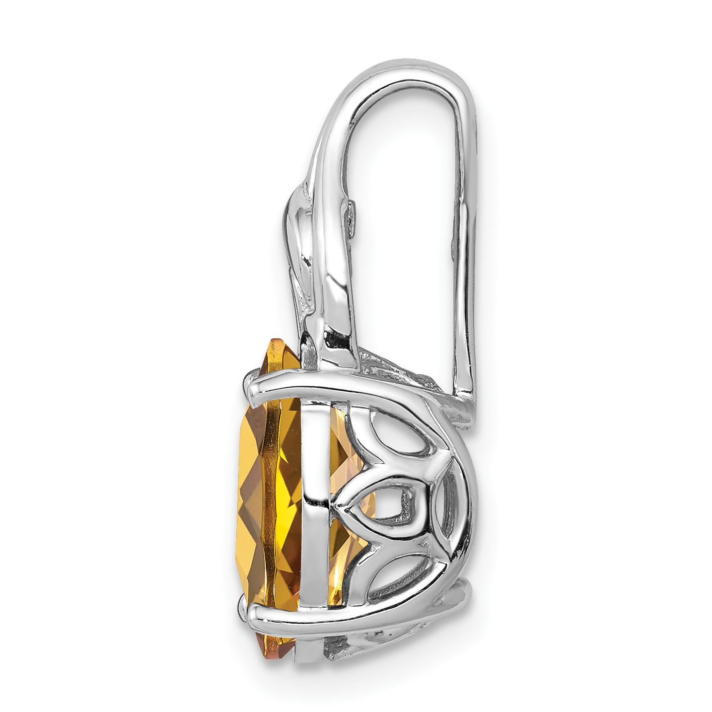 Sterling Silver Rhodium-plated Whiskey Quartz Pendant Secondary image