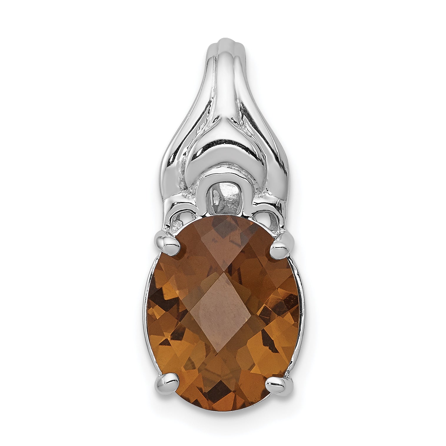 Sterling Silver Rhodium-plated Whiskey Quartz Pendant Main image
