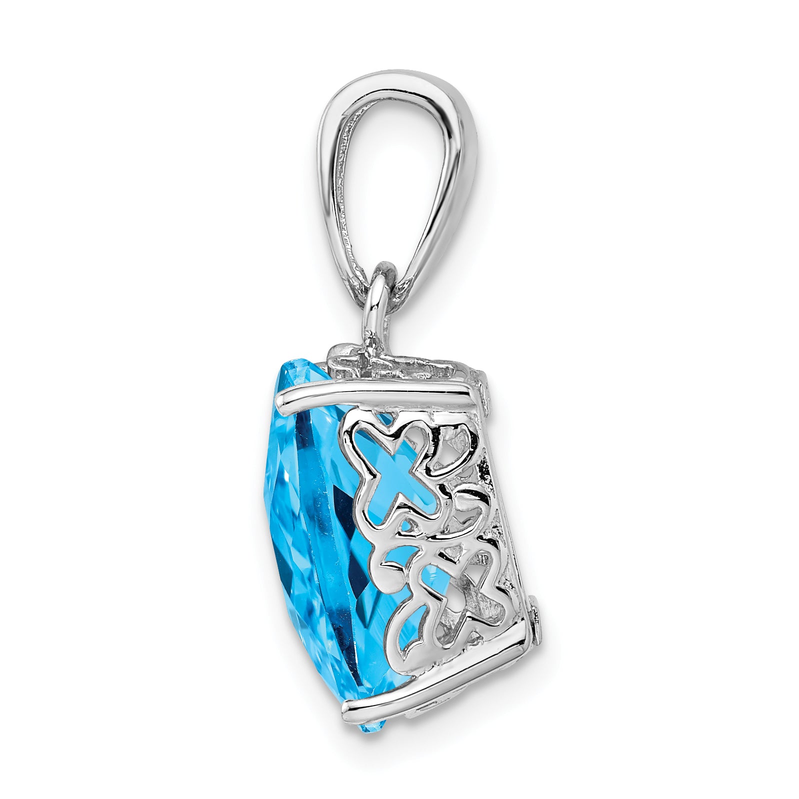 Sterling Silver Rhodium-plated Blue Topaz Pendant Secondary image