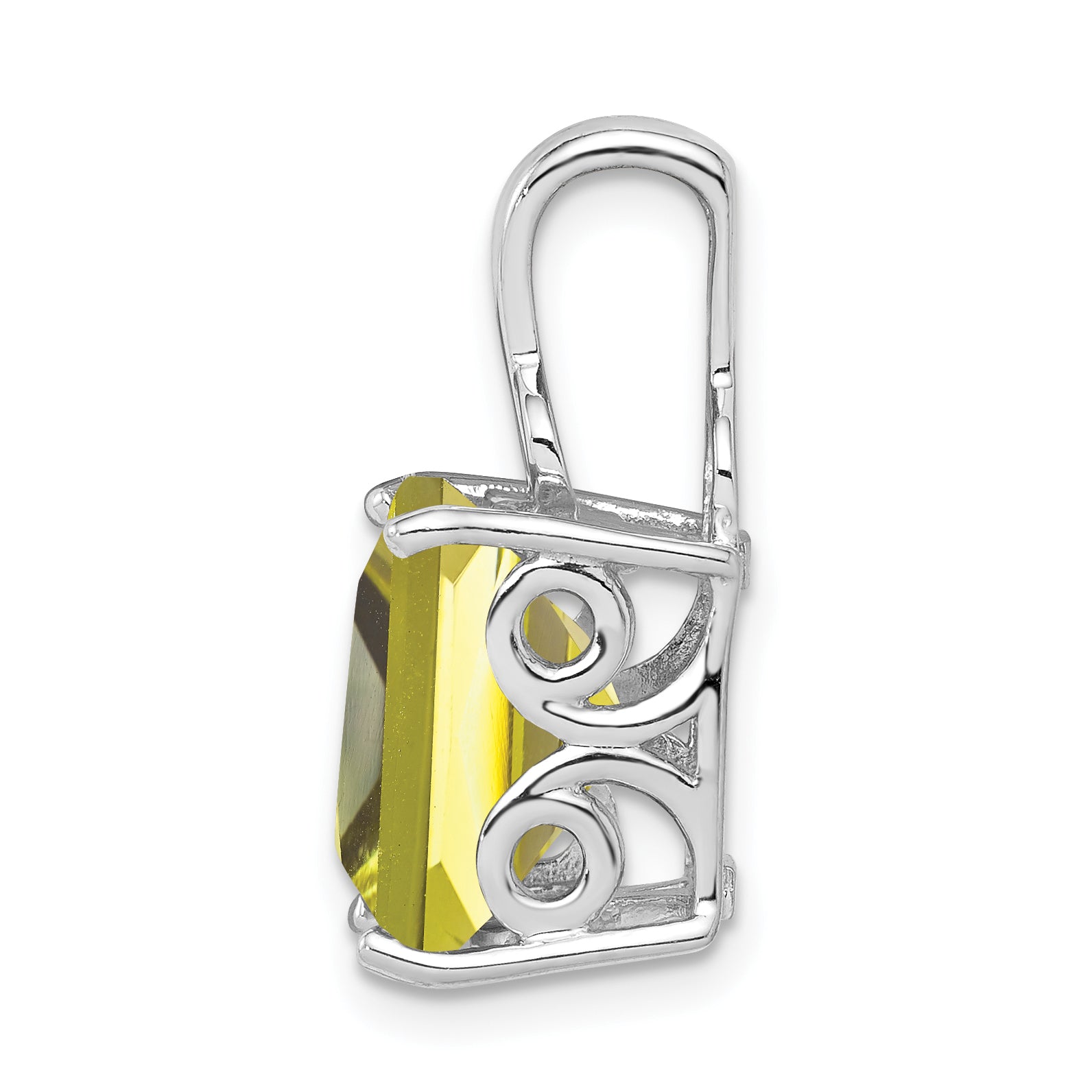 Sterling Silver Rhodium-plated Lemon Quartz Pendant Secondary image