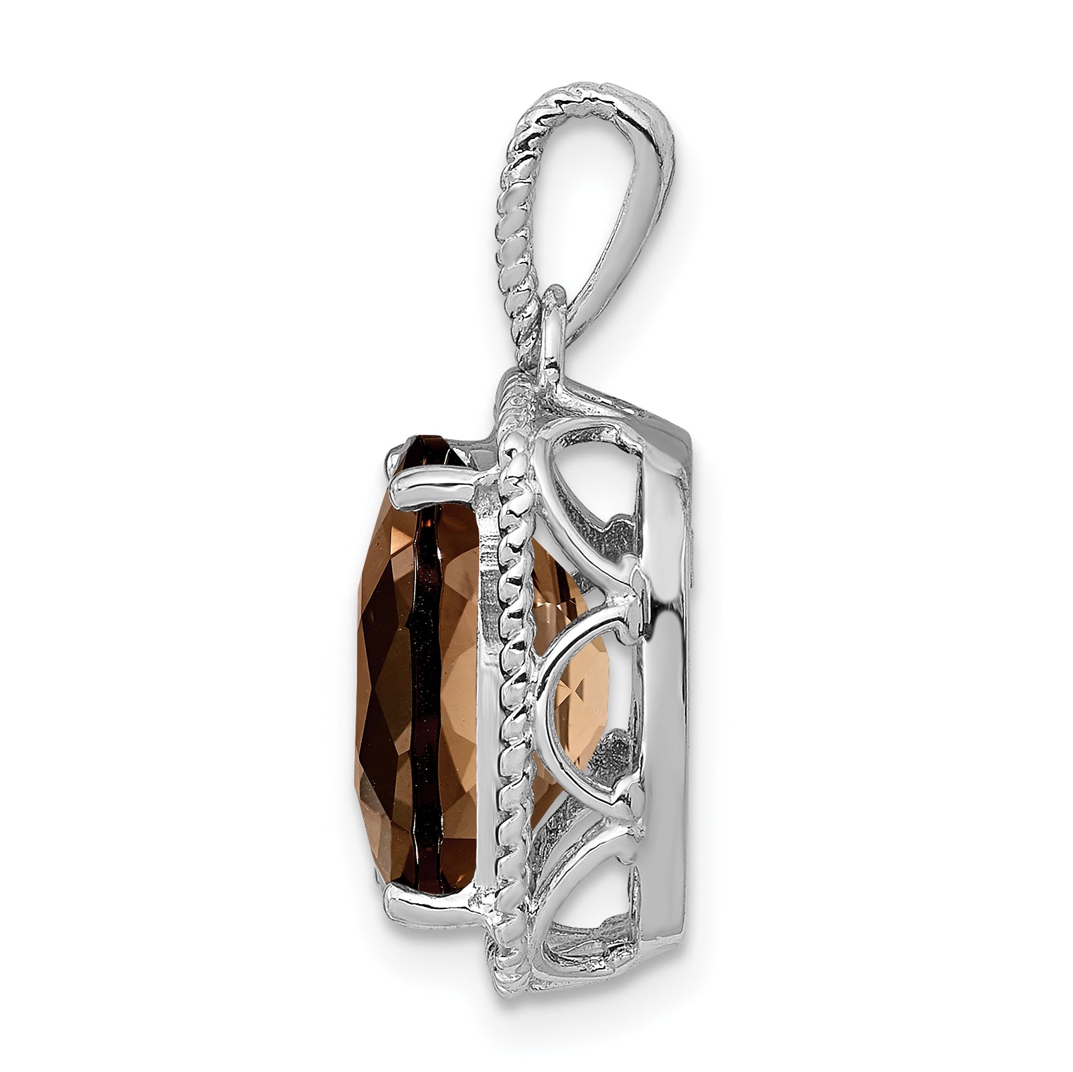 Sterling Silver Rhodium-plated Smoky Quartz Pendant Secondary image
