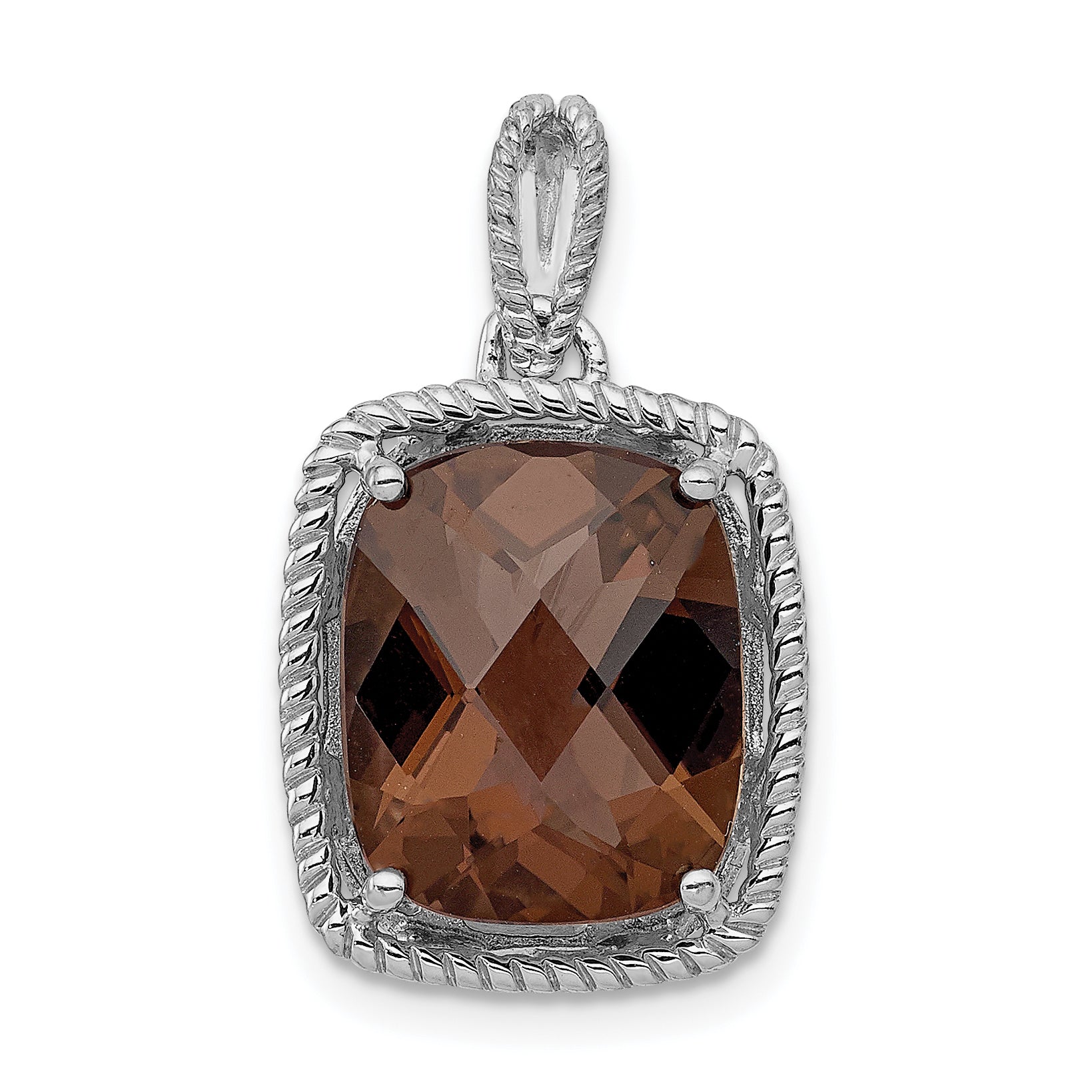 Sterling Silver Rhodium-plated Smoky Quartz Pendant Main image